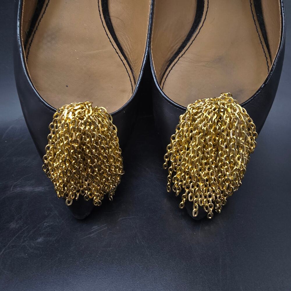 Gold Tone Chain Tassel Shoe Clips Vintage Hong Kong